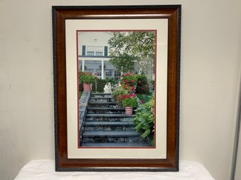 Dog On Front Steps Framed Photography Print