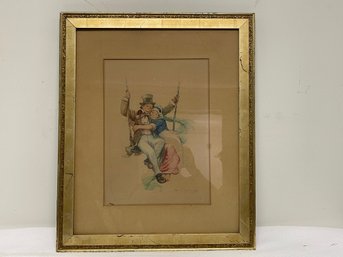 Couple On A Swing Framed Print