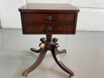 Mahogany Side Table On Wheels