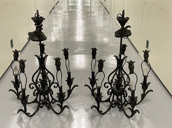 Pair Of Wrought Iron Chandeliers