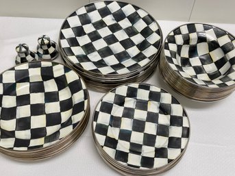 MacKenzie-Childs Service For 12 Enamel Dish Set With Salt & Pepper Shakers