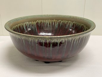 Large Centerpiece Dripware Glazed Ceramic Bowl