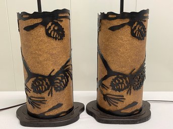 Pair Of Cabin Rustic Lodge Table Lamps