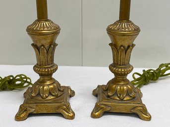 Pair Of Tall Gold Table Lamps