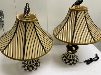 MacKenzie-Childs Pair Of Black And Gold Table Lamps