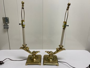 Pair Of Solid Brass Lamps