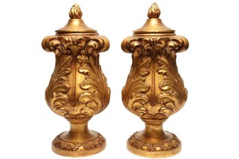 Italian Pottery Gold Painted Ceramic Urns