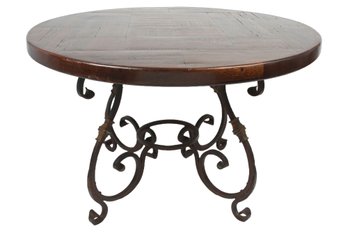 Round Wooden Dining Table With Cast Iron Base