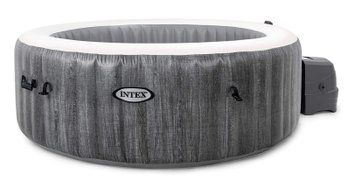 Intex PureSpa Greywood Deluxe 85' X 25' Outdoor Portable Inflatable 6 Person Round Hot Tub Spa