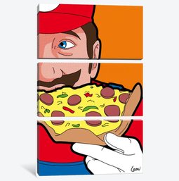 Mario Pizza Three Piece Canvas Print By Gregoire Leon Guillemin