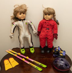American Girl Dolls With Skiing Accessories
