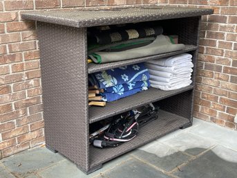 Wicker Patio Storage Shelf