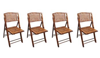 Set Of Four Bamboo Folding Chairs