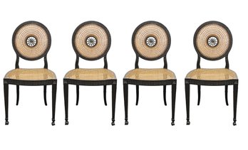 Set Of 4 Maitland Smith Cane Seat Chairs