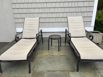 (BRONXVILLE PICK UP) Pair Of Chaise Lounges With Side Table