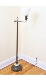 Antique Floor Lamp With Milk Glass Shade