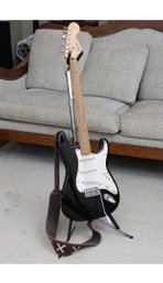 Fender Squier Strat Electric Guitar With Stand