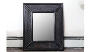 Black Woven Rattan Wall Mirror