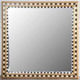 Large Checkered Mirror With Gold Trim