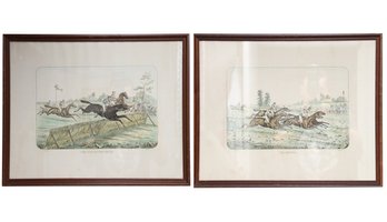 Equestrian Color Antiquated Litho Prints
