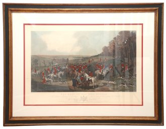 Fox Hunting Color Antiquated Steel Engraving The Meet Of The Vine Hounds