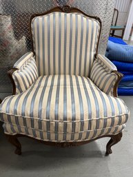 Blue And White Striped Arm Chair
