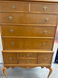 Queen Anne Style Rock Maple Highboy Chest Of Drawers