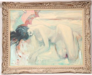 Martha Elizabeth Moore (1913 - 1982) Nude Woman Oil On Canvas
