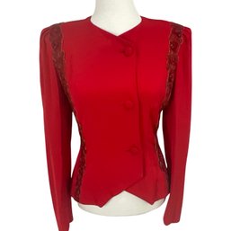 Carolina Herrera Original Sample Red Beaded Silk Jacket