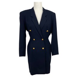 Tahari Navy Blue Double Breasted Suit Dress
