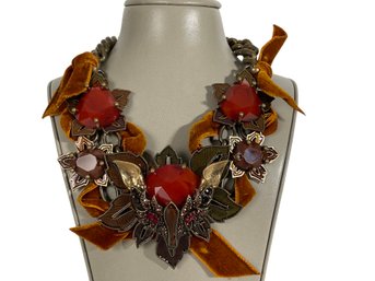 Lanvin Paris Handcrafted Floral Toggle Necklace