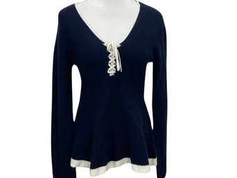 Derek Lam 10 Crosby Blue Knit Sweater Size L