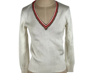 The General Store White V-Neck Sweater