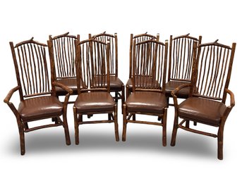 Set Of 8 Yellowstone Gallatin Valley Spindle Dining Chairs