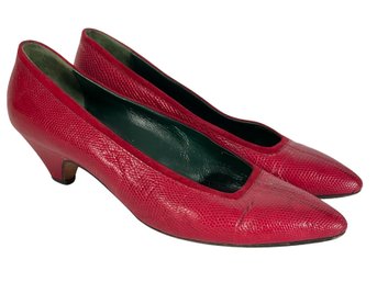 Gucci Vintage Red Lizardskin Pumps - Size 37.5