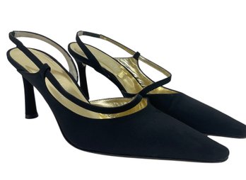 Anne Klein Allude Black Fabric Sling-backs Size 7.5M