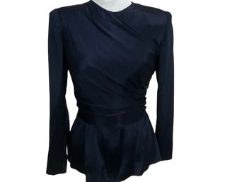 John Anthony Blue Satin Blouse