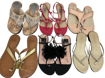 Six Pairs Of Sandals Size 6 Donald Pliner, Dolce Vita, Fly Flot, Talbots