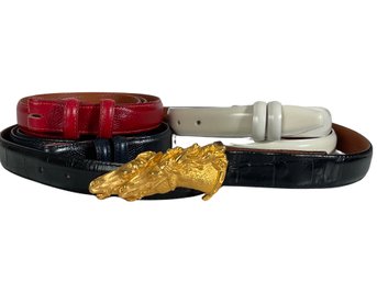 Wathne Belts With One Gold-tone Horsehead Buckle
