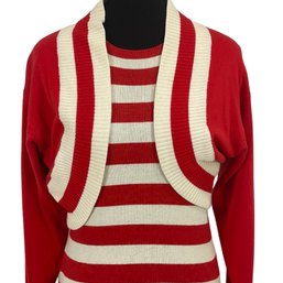 Hanae Mori Sweater Cashmere & Silk  Bodysuit & Cardigan Size M