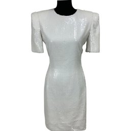 Carolina Herrera White Sequins Dress Sample Size 8