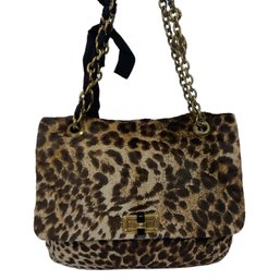 Lanvin Paris Leopard Print Happy Shoulder Bag Brand New
