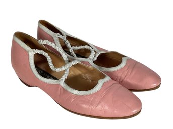 Maud Frizon Vintage Pink/White Ballet Flats - Size 7.5