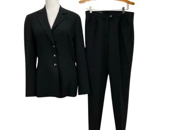 Sharp Escada Black Wool Suit Size 38