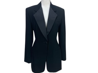 Donna Karan New York Black Wool Tuxedo Jacket Size 8