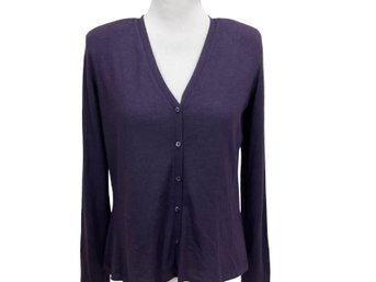 Loro Piana Purple Cashmere & Silk Cardigan Sweater Size 46