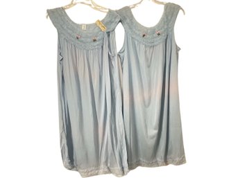 Vintage Pair Of Blue Shift Nightgowns Size XXL