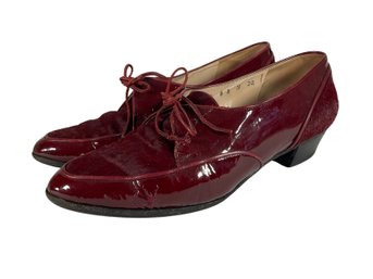 Mario Valentino Burgundy Cowhide Shoes - Size 8