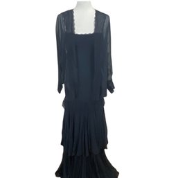 Stavropoulos Blue Lace Layered Nightgown With Jacket