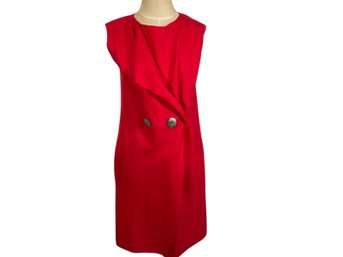 Jackie Rogers For Saks Fifth Avenue Red Linen Sleeveless Dress - Size 6
